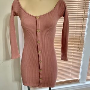 Off the shoulder dress.